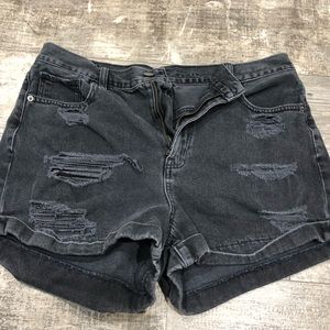 American Eagle black distressed shorts